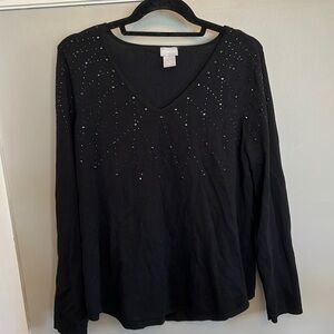 NWOT Chico’s black embellished sweater. Size 2